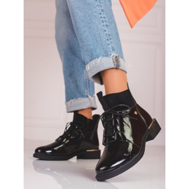 Bottes élégantes pour femmes avec laçage Shelovet noir 1