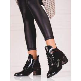 Élégantes bottes à lacets Shelovet pour femmes noir 1