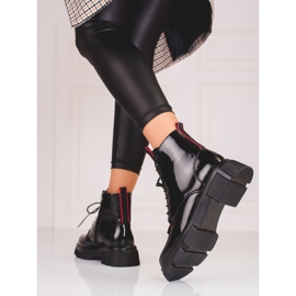 Bottines laquées claires Shelovet pour femmes à lacets le noir 1