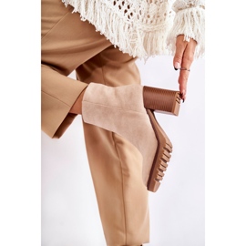FB1 Bottines En Daim Pour Femme À Talon Fermeture Éclair Beige Odette 6