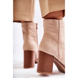 FB1 Bottines En Daim Pour Femme À Talon Fermeture Éclair Beige Odette 4