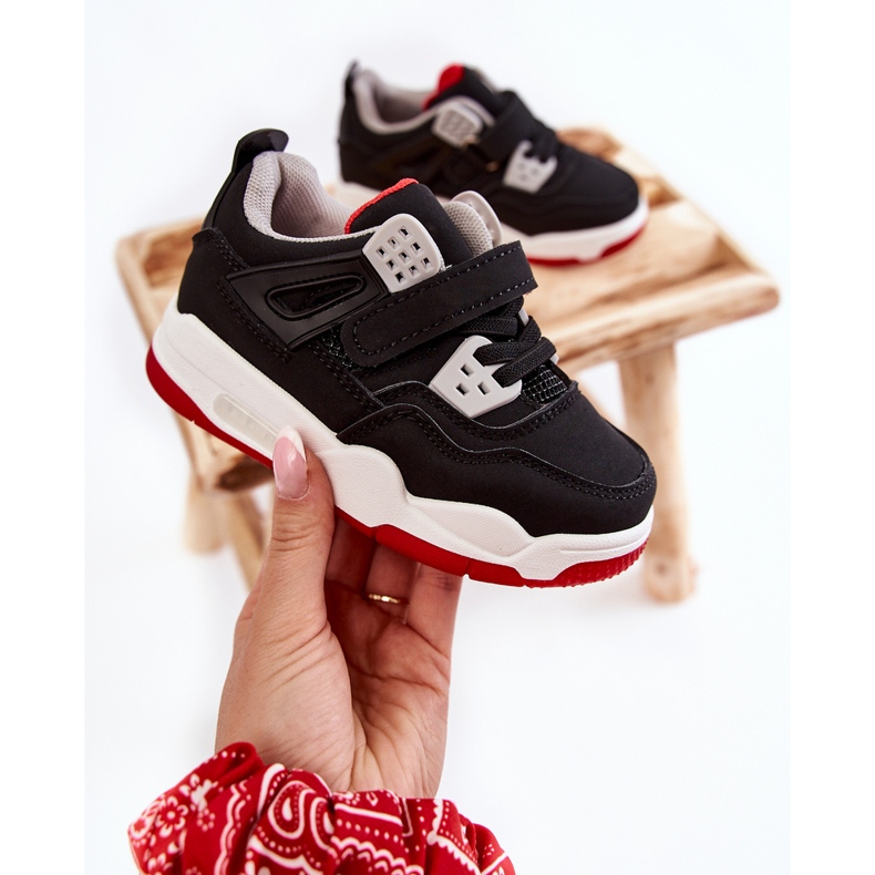 Chaussures de Sport en Cuir pour Enfant Noir et Rouge Marisa 2
