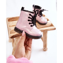 Bottes Chaudes Enfant Zippées Laquées Rose Goopy 2