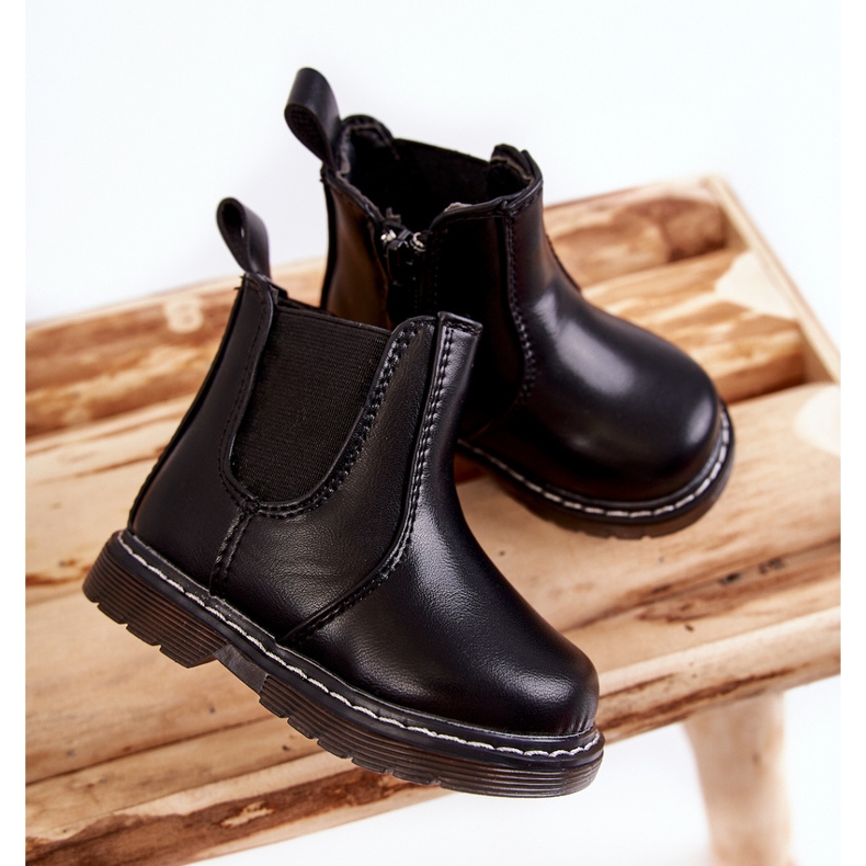Bottes Chaudes Enfant Cuir Noir Porky le noir 2 Bottes Chaudes Enfant Cuir Noir Porky le noir 2