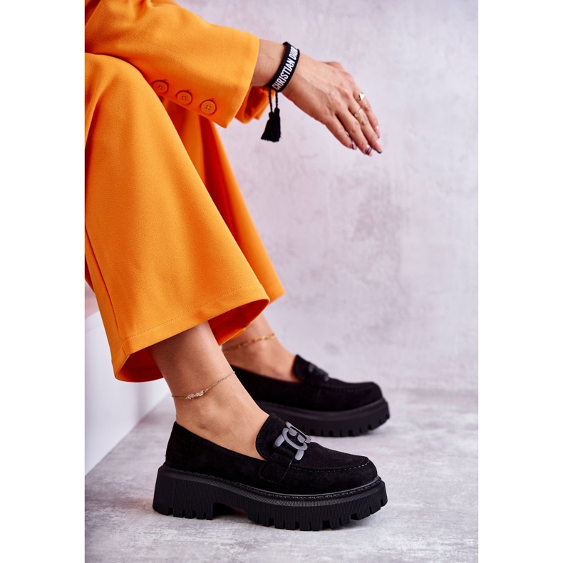 Chaussures en daim pour femmes avec décoration noire le noir 3