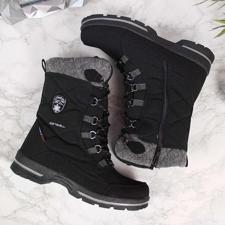 Bottes de neige pour enfants imperméables noires American Club 1