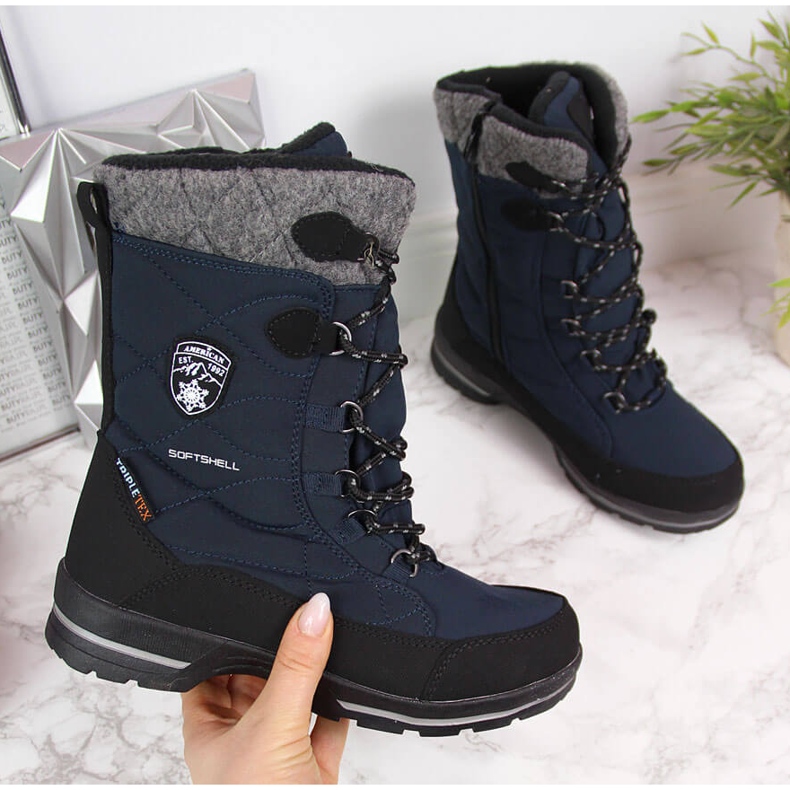 Bottes de neige imperméables pour enfant bleu marine American Club 1