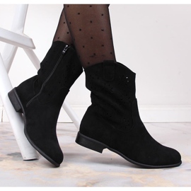 Santiags femme daim noir ajouré Jezzi JEZ368A le noir 4