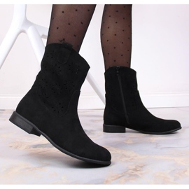 Santiags femme daim noir ajouré Jezzi JEZ368A le noir 5