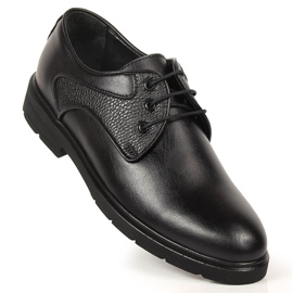 Chaussures à lacets en cuir noir pour hommes Kingle 1
