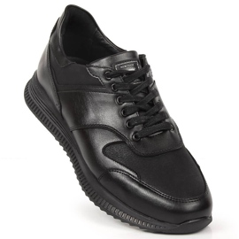 Chaussures casual homme en cuir noir Kingle le noir 1