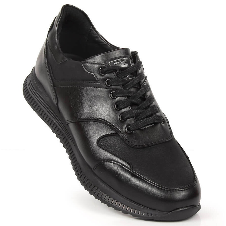 Chaussures casual homme en cuir noir Kingle 1