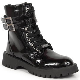 Bottes laquées noires isolées noires pour filles Big Star KK374131 1