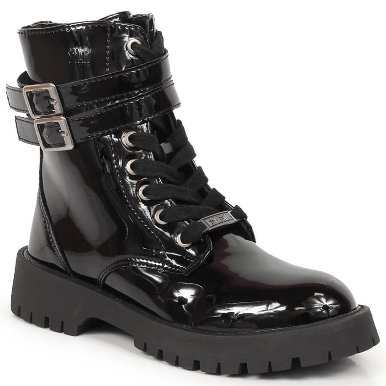 Bottes laquées noires isolées noires pour filles Big Star KK374131 1