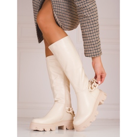 Bottes beiges pour dames sur semelle épaisse Shelovet 1