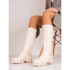 Bottes beiges pour dames sur semelle épaisse Shelovet 2