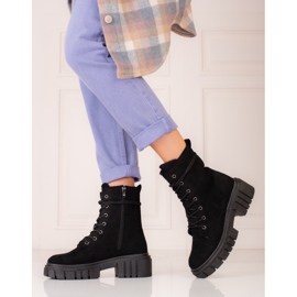 Vêtements de travail femme en daim noir Shelovet 2