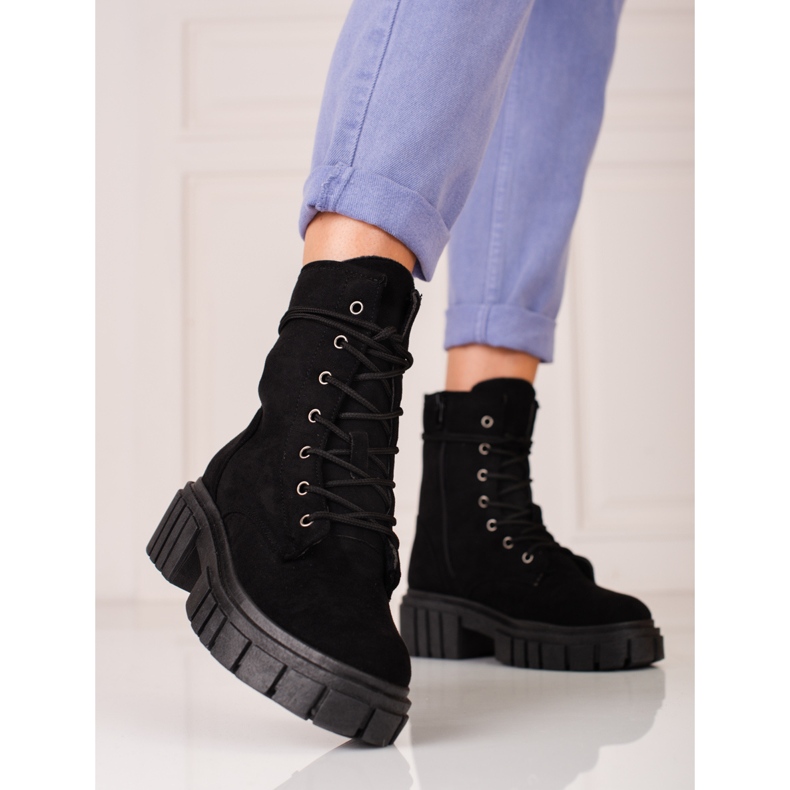 Vêtements de travail femme en daim noir Shelovet 1