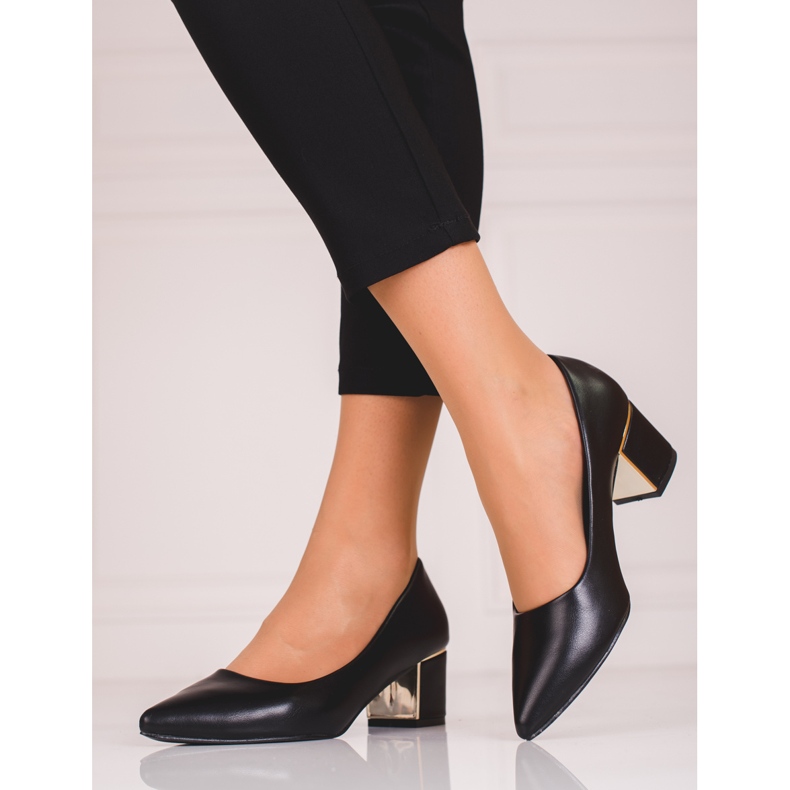 Escarpins noirs pour dames sur un poteau Shelovet bas 1