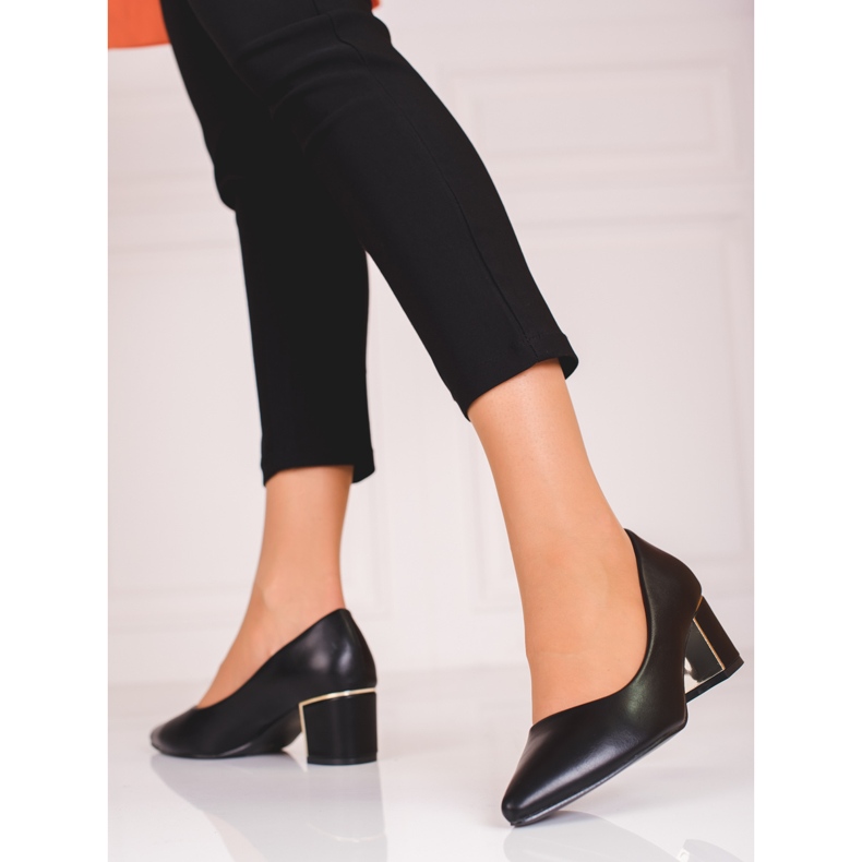 Escarpins noirs pour dames sur un poteau Shelovet bas 2