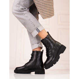Bottines à lacets Shelovet noires pour femme 1