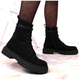 D&A Noir OLI175B boots trappeur daim noir le noir 6