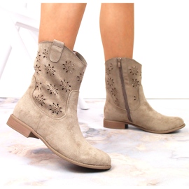 Santiags femme daim ajourées beige Jezzi JEZ368B 5