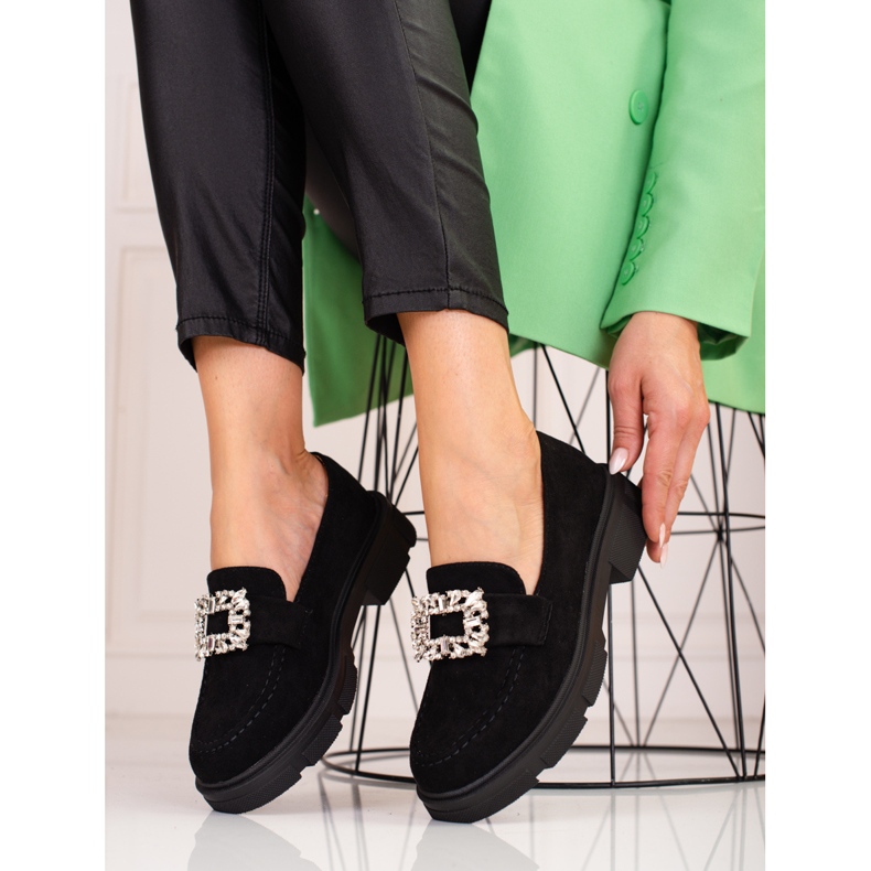 Mocassins en daim sur la plateforme Shelovet noir 1