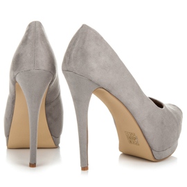 Vices Escarpins à bout ouvert en daim gris 5