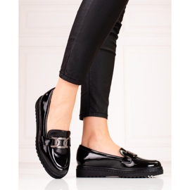 Mocassins femme laqués sur la plateforme Vinceza noir 1