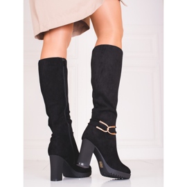 Bottes pour femmes sur un poteau haut Shelovet noir le noir 2