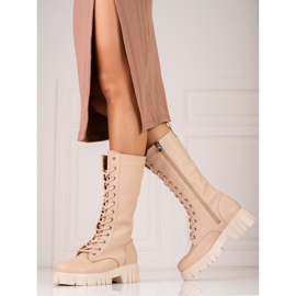 Bottes à lacets pour femmes de Sokolski beige 2
