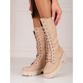 Bottes à lacets pour femmes de Sokolski beige 1