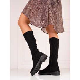 Bottes femme en daim noir Shelovet le noir 2