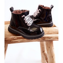 PA1 Bottes enfant en cuir chaud noir Dottie le noir 2