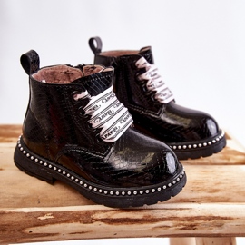 PA1 Bottes enfant en cuir chaud noir Dottie 1