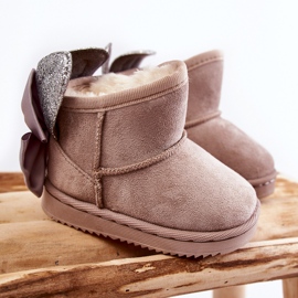 Bottes De Neige Chaudes Avec Nœuds Meriva Gris Fille beige 1