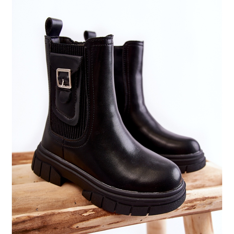 Bottes hautes en cuir pour filles noires Shelby le noir 1