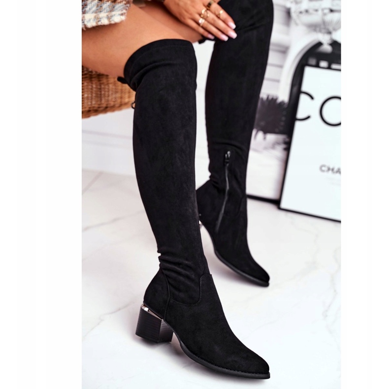 Bottines longues lycra daim Evento 20KZ35-3330 Noir le noir 2