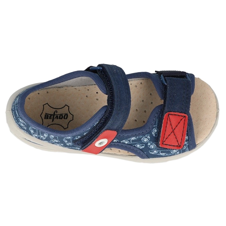 Befado chaussons enfant en pu avec velcro 065P165 bleu marine et rouge 4