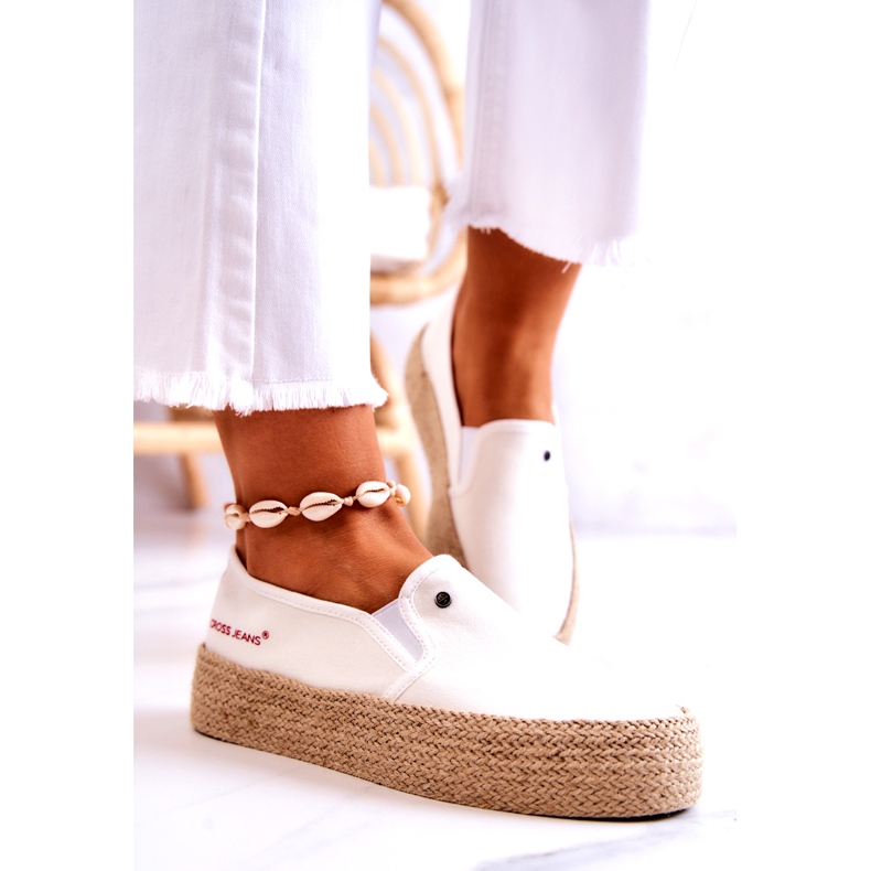 Espadrilles Femme Sur La Plateforme Cross Jeans JJ2R4013C Blanc 2