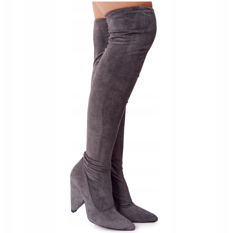 Bottes à talons en daim Lu Boo Gris XW37356 3