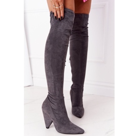 Bottes à talons en daim Lu Boo Gris XW37356 1