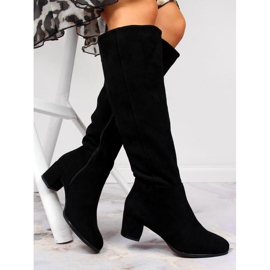 Bottes chaudes pour femmes Sergio Leone noires sur le poteau le noir 1