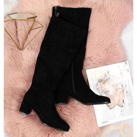 Bottes chaudes pour femmes Sergio Leone noires sur le poteau 2