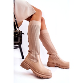 PS1 Bottines Plates Femme Côtelées Beige Allys QT50P 4