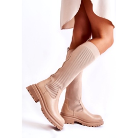PS1 Bottines Plates Femme Côtelées Beige Allys QT50P 2