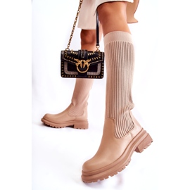 PS1 Bottines Plates Femme Côtelées Beige Allys QT50P 3
