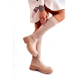 PS1 Bottines Plates Femme Côtelées Beige Allys QT50P 1