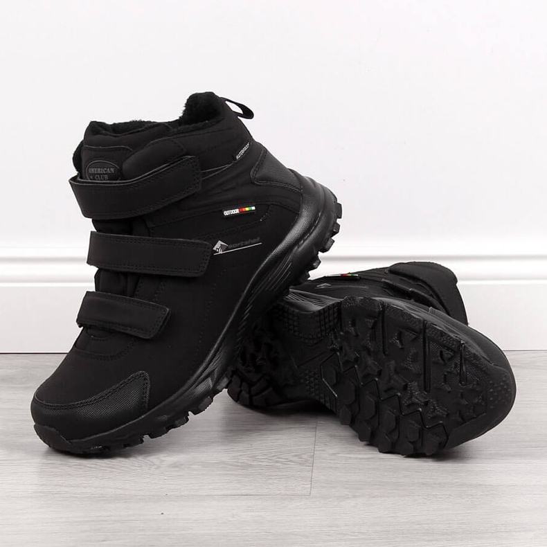 Chaussures de trekking imperméables American Club noires avec velcro le noir 1